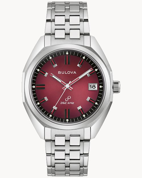 Red Dial Stainless Steel Bracelet Jet Star 96B401 Bulova